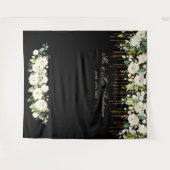 Tenture Photomaton de mariage noir floral blanc unique (Devant (Horizontal))