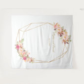 Tenture Photomaton de mariage or et fleurs roses de luxe (Devant (Horizontal))