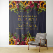 Tenture Photomaton de mariage rustique floral avec fond bl (En situation)