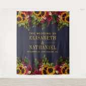 Tenture Photomaton de mariage rustique floral avec fond bl (Devant)