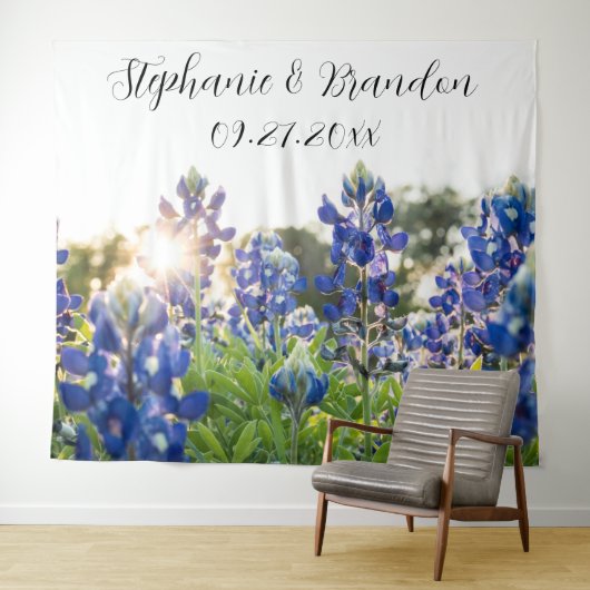 Tenture Photomaton de mariage texan floral Bleus des Blueb (En situation (horizontale))