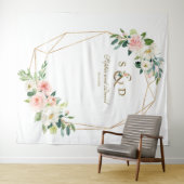 Tenture Photomaton de monogramme esperluette doré et flora (En situation (horizontale))