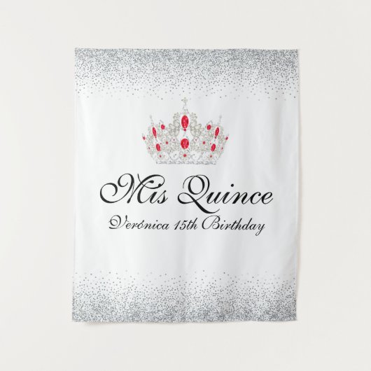 Tenture Photomaton de Quinceañera Rouge et Blanc (Devant)