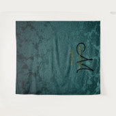 Tenture Photomaton Monogramme Floral Sarcelle Foncé Or Noi (Devant (Horizontal))