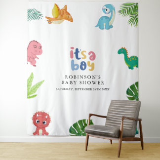 Tenture Photomaton pour Baby Shower avec un Petit Dino Mig