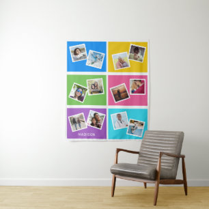 Tenture Photos personnalisées et nom Coloré