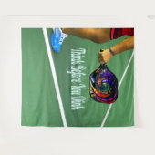 Tenture Pickleball Pensez avant de dinker (Devant (Horizontal))