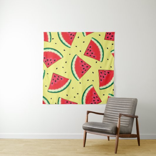 Tenture Pièces de pastèque : Motif Jaune d'été (En situation (horizontale))