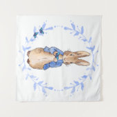 Tenture Pierre le lapin tenant un papillon bleu (Devant (Horizontal))