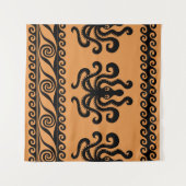 Tenture Pieuvre grecque ancienne, motif à vagues (Devant (Horizontal))