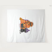 Tenture Pile Citrouille d'Halloween avec chat noir, bonbon (Devant (Horizontal))