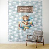 Tenture Pilote Ourson Mignon Mur de Fête Personnalisé (En situation)