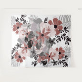 Tenture Piment Rouge Rose et Floral Boho Gris (Devant (Horizontal))
