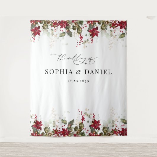 Tenture Pine Rustique Poinsettia Mariage Backdrops (Devant)