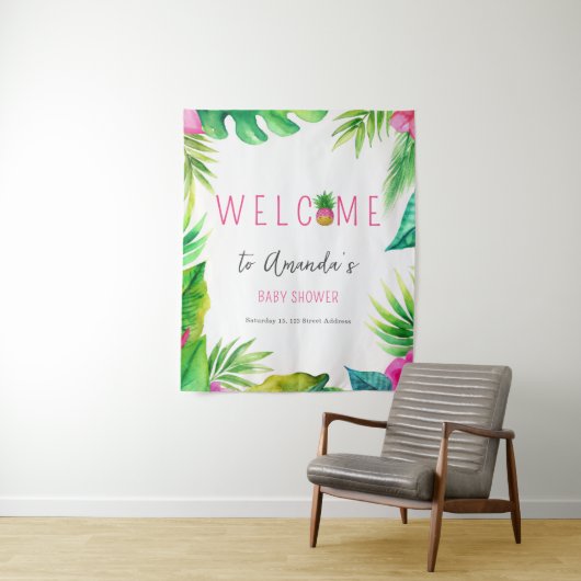 Tenture Pineapple Jungle Pacificateurs Baby shower fille r (En situation)