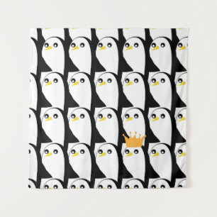 Tenture Pingouin comique : noir blanc Vintage