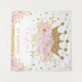 Tenture Pink and Gold Royal Crown Princess Anniversaire (Devant (Horizontal))