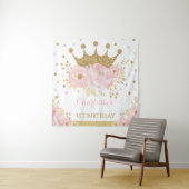 Tenture Pink and Gold Royal Crown Princess Anniversaire (En situation)