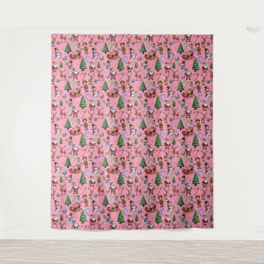 Tenture Pink Background Christmas Decorative Pattern (Devant)