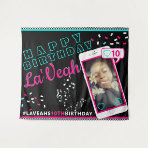 Tenture Pink Blue Cellphone Photo Social Media & Music