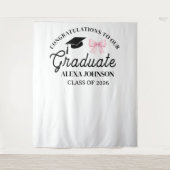 Tenture Pink Bow Class Of 2026 Graduation Backdrop (Devant)