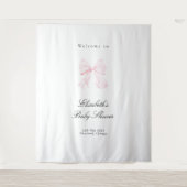 Tenture Pink Bow Coquette Baby Shower Backdrop (Devant)