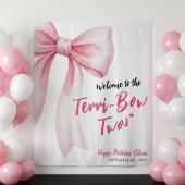 Tenture Pink Bow Girls 2nd Birthday Party Terrible Two