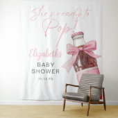 Tenture Pink Bow Soda Bottle Baby Shower Photo Backdrop (En situation)