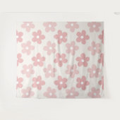 Tenture Pink Cream Daisy Flowers Retro Pattern (Devant (Horizontal))