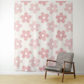 Tenture Pink Cream Daisy Flowers Retro Pattern (En situation)