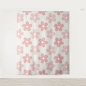 Tenture Pink Cream Daisy Flowers Retro Pattern (Devant)