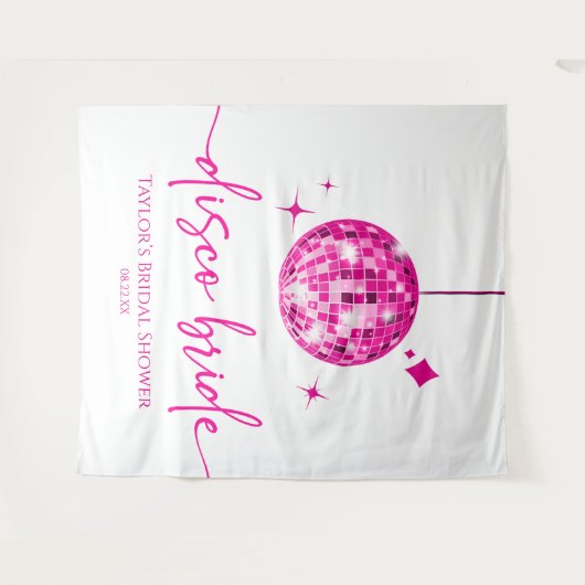 Tenture Pink Disco Ball Disco Bride Fête des mariées (Devant (Horizontal))