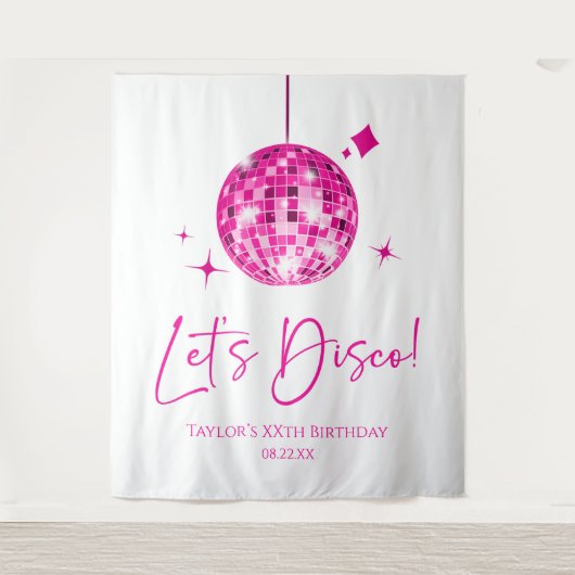 Tenture Pink Disco Ball Let's Disco Anniversaire (Devant)