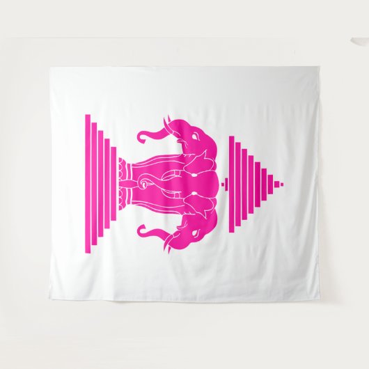Tenture Pink Erawan Three Headed Elephant Lao / Laos Flag (Devant (Horizontal))