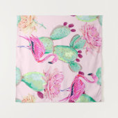 Tenture Pink flamingo, exotic birds, gentle flowers, rose, (Devant (Horizontal))