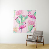 Tenture Pink flamingo, exotic birds, gentle flowers, rose, (En situation)