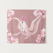 Tenture Pink Floral Axolotl Tapestry (Devant (Horizontal))