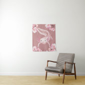 Tenture Pink Floral Axolotl Tapestry (En situation)