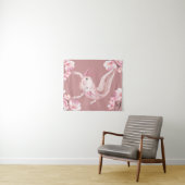 Tenture Pink Floral Axolotl Tapestry (En situation (horizontale))