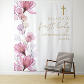 Tenture Pink Floral First Holy Communion Fond d'écran (En situation)