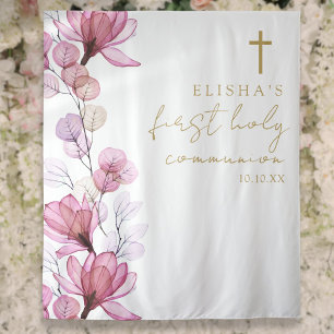 Tenture Pink Floral First Holy Communion Fond d'écran