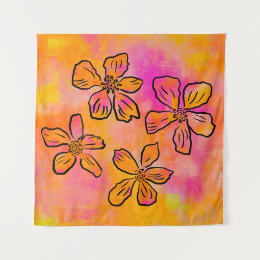 Tenture Pink Floral Pop (Devant (Horizontal))