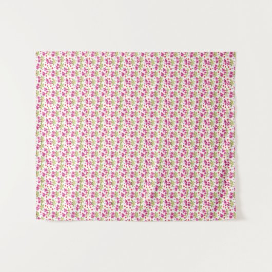 Tenture Pink Fuchsia Floral Pattern – Retro Botanical (Devant (Horizontal))