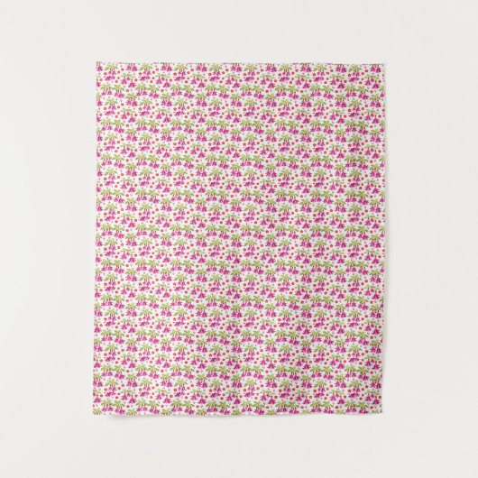 Tenture Pink Fuchsia Floral Pattern – Retro Botanical (Devant)