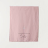 Tenture Pink Girl Cross Christening Baptism Table Runner (Devant)