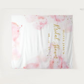 Tenture Pink & Gold Calligraphy Script Photo Prop Backdrop (Devant (Horizontal))