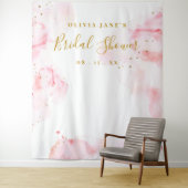 Tenture Pink & Gold Calligraphy Script Photo Prop Backdrop (En situation)