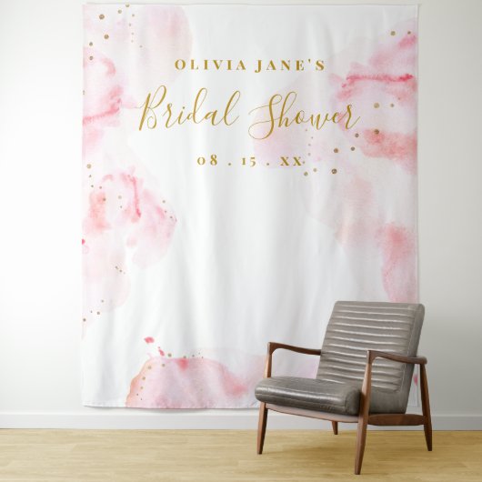 Tenture Pink & Gold Calligraphy Script Photo Prop Backdrop (En situation)