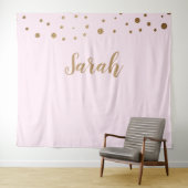 Tenture Pink Gold Elegant Simple Script Cake Nom de table (En situation (horizontale))