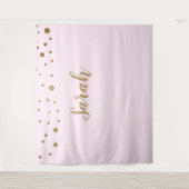 Tenture Pink Gold Elegant Simple Script Cake Nom de table (Devant)